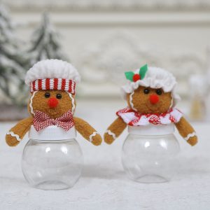 Round Personalized Christmas Cute Gingerbread Man Mason Jar With Candy Gifts For Party