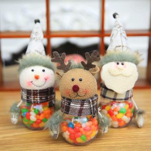 Small Christmas Clear Plastic Cute Doll Bulk M&m Candy Bar Jars With Lids For Party