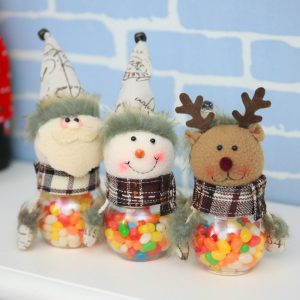 Small Christmas Clear Plastic Cute Doll Bulk M&m Candy Bar Jars With Lids For Party