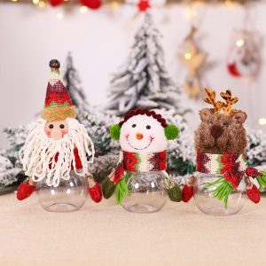 Small Christmas Clear Plastic Gift Chocolate Candy Table Jars For Candy Buffet Party