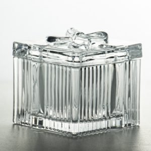 Small Square Valentine Glass Chocolate Candy Display Jars In Bulk With Bow-tied Lid For Weddings