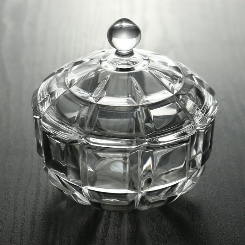 Small Vintage Grid Decorative Glass Ideas For Unique Candy Buffet Jars With Lids