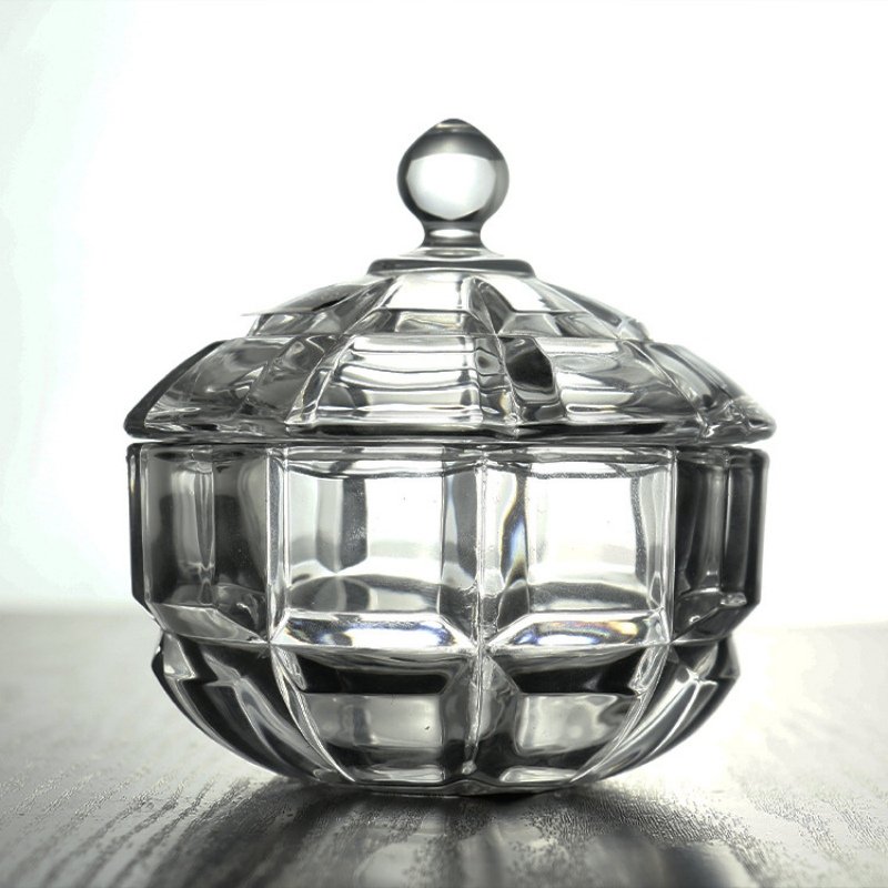 Small Vintage Grid Decorative Glass Ideas For Unique Candy Buffet Jars With Lids