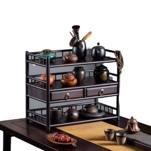 Drawer Creative Antique Wooden Tea Cup Display Stand And Tea Shelf