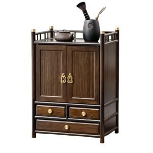 Door Creative Antique Wooden Tea Cup Holder Stand Shelf Box