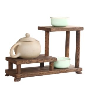 Mini Chinese Style Wooden Tea Cup Display Stand And Tea Set Shelf