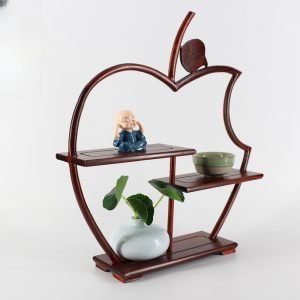 Antique Chinese Apple Rosewood Display Stand And Shelf For Tea Cup