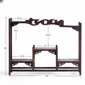 Traditional Chinese Redwood Solid Wood Tea Cup And Saucer Display Stand Shelf