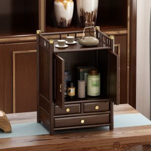 Door Creative Antique Wooden Tea Cup Holder Stand Shelf Box