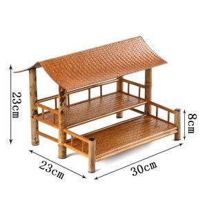 Bamboo Waven Antique Chinese Tea Set Display Shelf Box