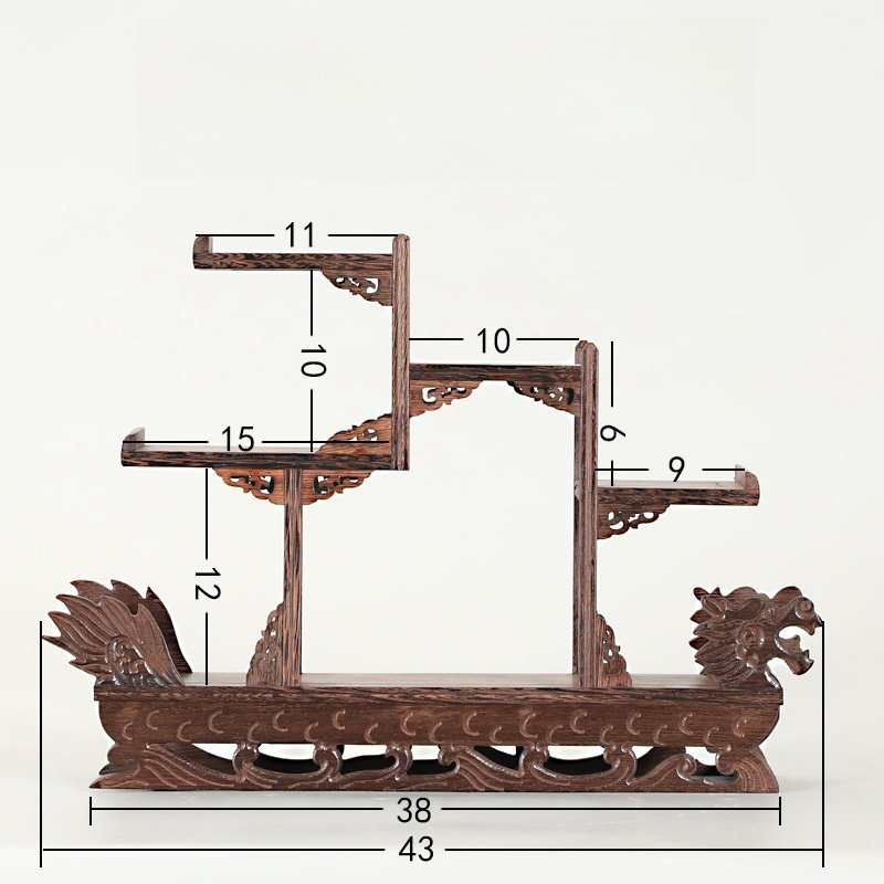 Dragon Theme Ship Shape Wood Tea Cup Display Stand And Tea Set Display Shelf Dragon Theme Ship Shape Wood Tea Cup Display Stand And Tea Set Display Shelf