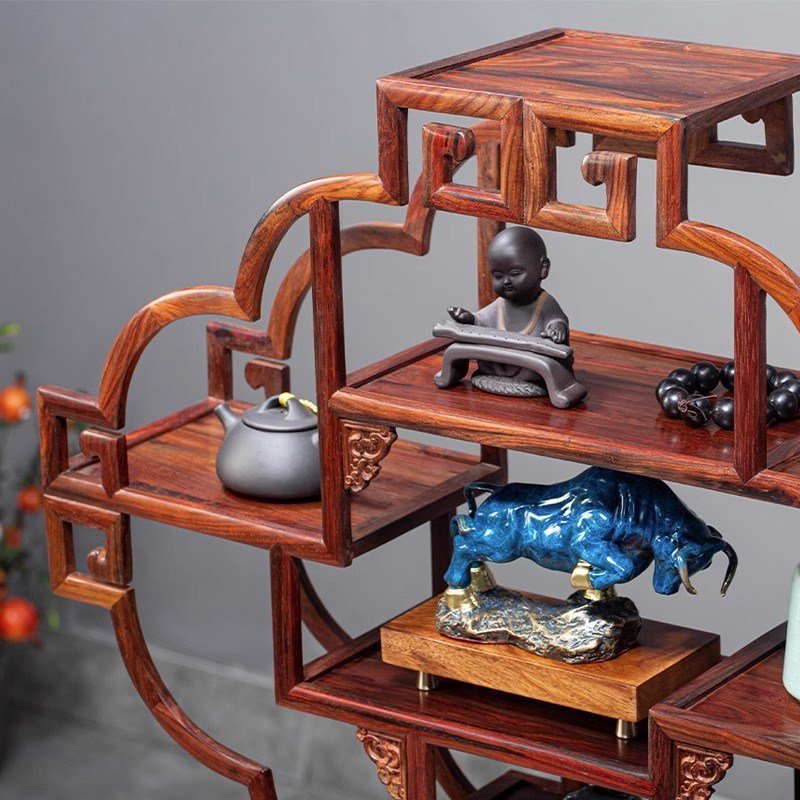 Traditional Chinese Redwood Solid Wood Tea Cup And Saucer Display Stand Shelf Traditional Chinese Redwood Solid Wood Tea Cup And Saucer Display Stand Shelf