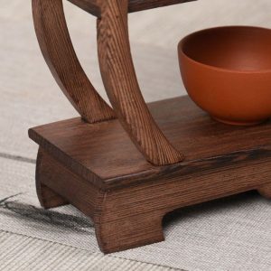 Antique Chinese Chicken Wings Wooden Tea Cup Display Stand Shelf