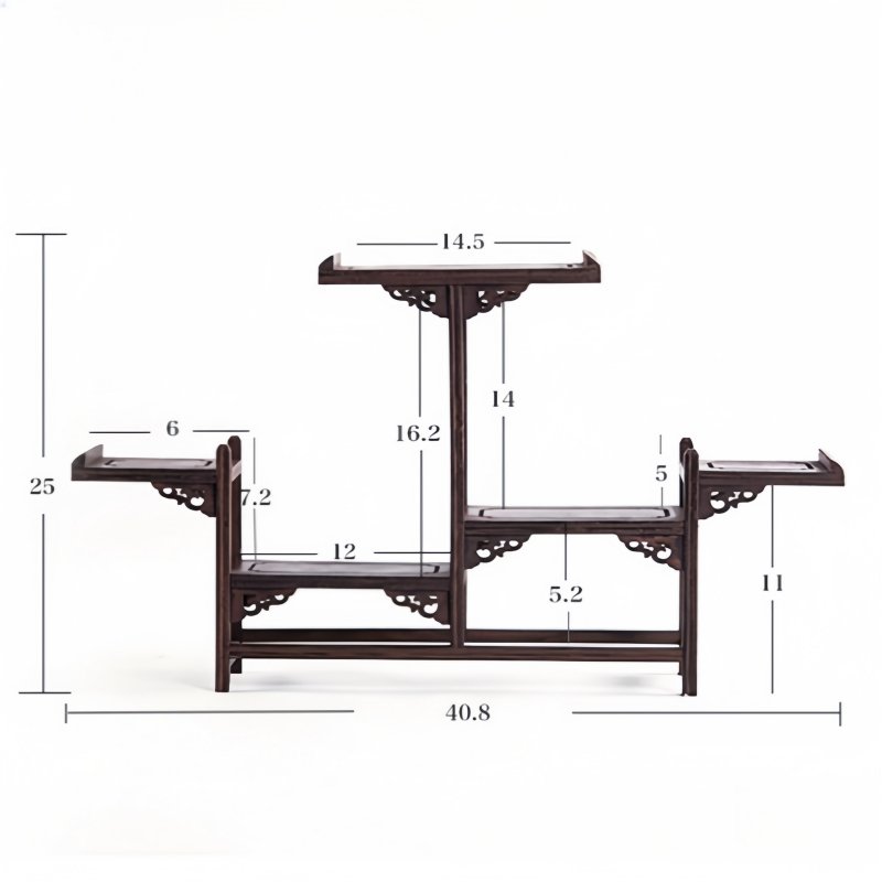 Antique Redwood Wood Tea Set Display Stand Shelf Antique Redwood Wood Tea Set Display Stand Shelf