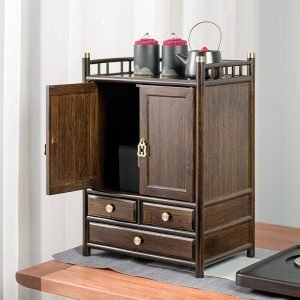 Door Creative Antique Wooden Tea Cup Holder Stand Shelf Box