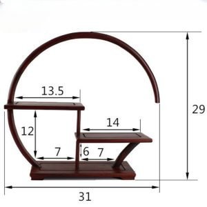 Half Round Vintage Chinese Rosewood Display Stand And Shelf For Tea Cup And Saucer