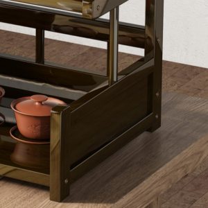 Brown Bamboo Standing Display Shelf For Tea Cup And Mug Set