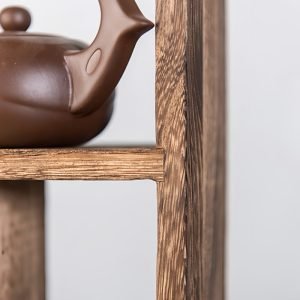 Rectangular Carbonizing Color Wooden Tea Cup And Teapot Set Display Stand Shelf