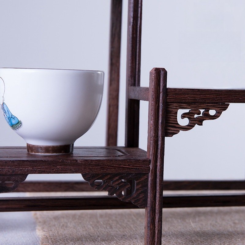 Antique Redwood Wood Tea Set Display Stand Shelf Antique Redwood Wood Tea Set Display Stand Shelf