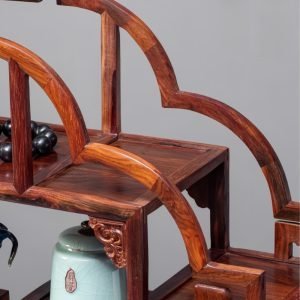 Traditional Chinese Redwood Solid Wood Tea Cup And Saucer Display Stand Shelf