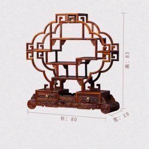 Traditional Chinese Redwood Solid Wood Tea Cup And Saucer Display Stand Shelf