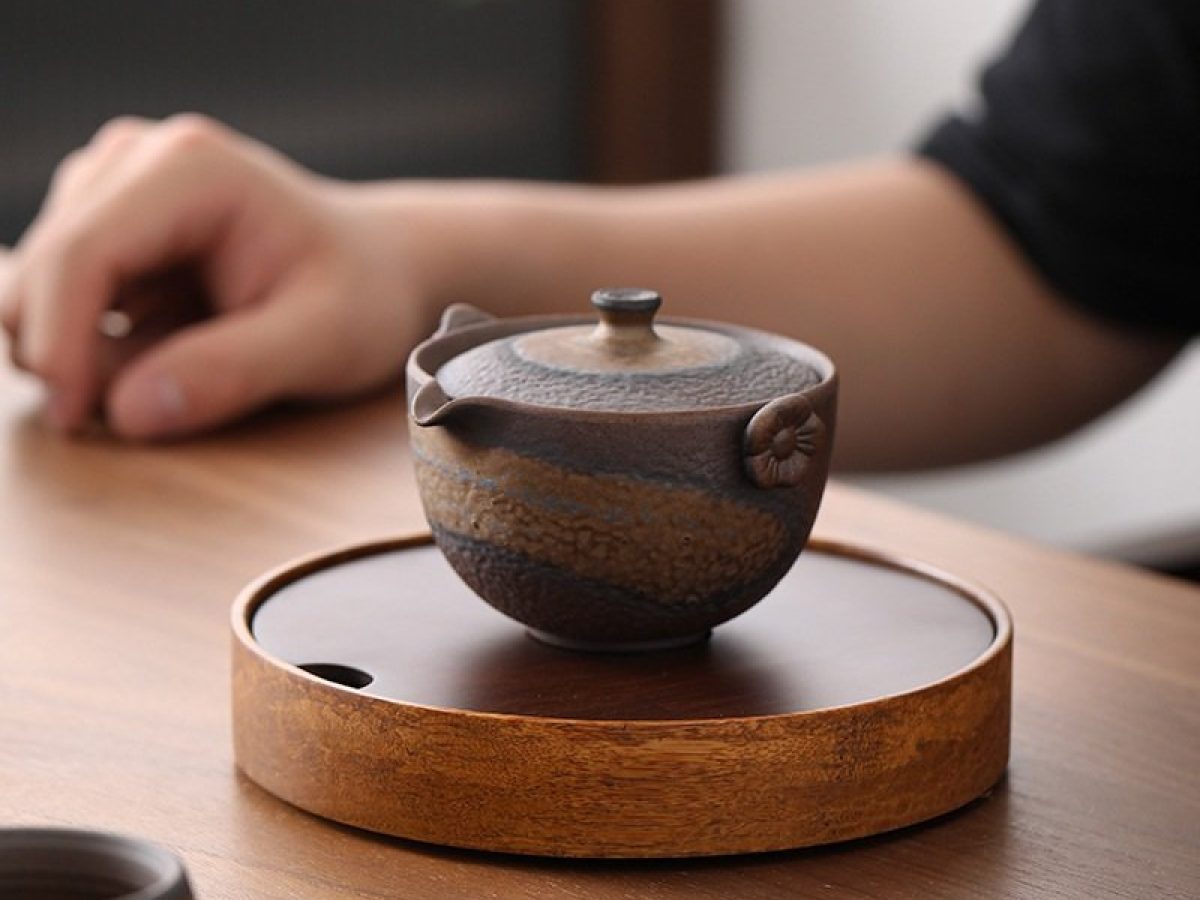 Tea Boat | Wooden Bamboo Porcelain | Vintage Antique Traditional