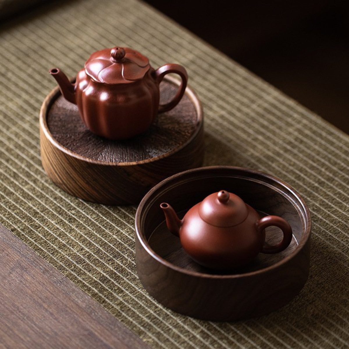 Tea Boat | Wooden Bamboo Porcelain | Vintage Antique Traditional