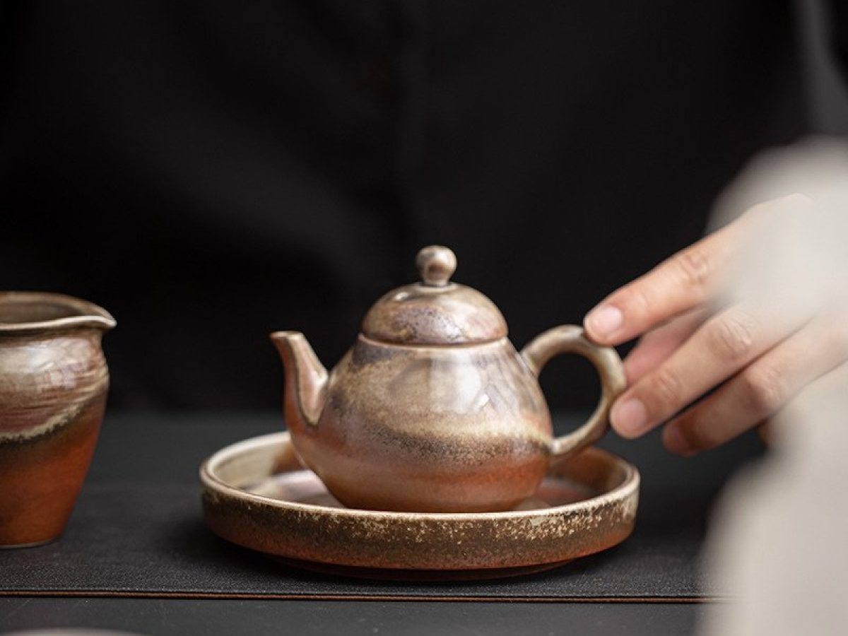 Tea Boat | Wooden Bamboo Porcelain | Vintage Antique Traditional