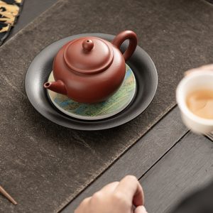 Black Pottery Chinese Style Tea Boat