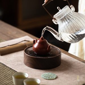 Walnut Wooden Hollow-carved Design Tea Boat
