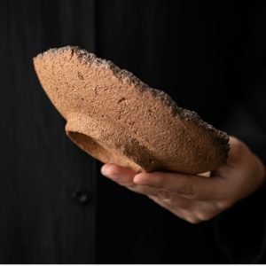 Hand-kneaded Rock Clay Ceramic Japanese Tea Boat
