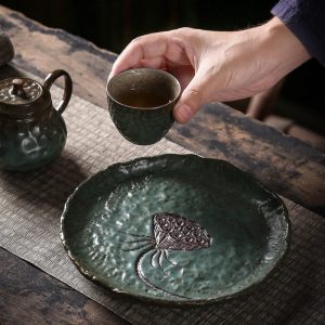 Ceramic Japanese Style Lotus Tea Boat
