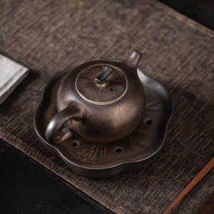 Handcrafted Ceramic Lotus Theme Chinese Style Tea Boat