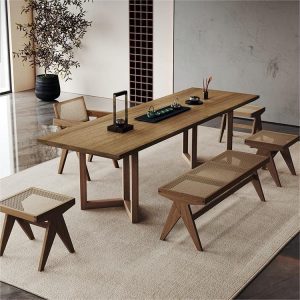 Chinese Solid Wood Wabi-sabi Tea Table Furniture With Water Storage