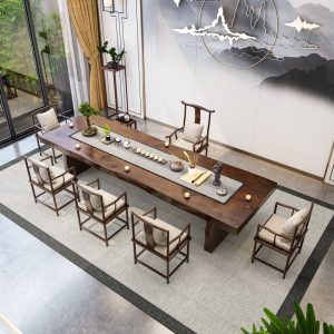 Modern Chinese Log Wood Simplified Gongfu Tea Table Furniture