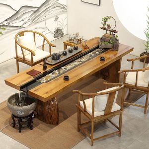 Chinese Solid Wood Tea Table With Water Storage And Drains