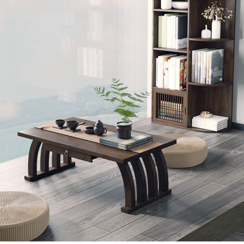 Antique Japanese Bamboo Floor Tea Ceremony Table Set With Chairs Antique Japanese Bamboo Floor Tea Ceremony Table Set With Chairs