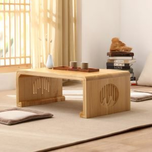 Solid Wood Antique Japanese Style Round Tea Ceremony Table Furniture