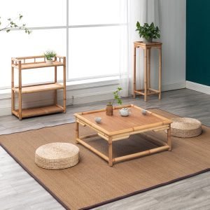 Traditional Japanese Style Bamboo Tatami Tea Table Set Furniture