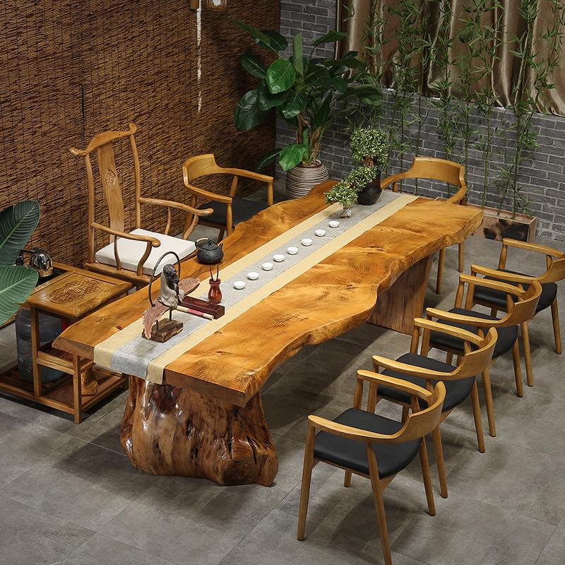 Chinese Solid Wood Zen Carved Kung Fu Tea Table Furniture With Chairs Chinese Solid Wood Zen Carved Kung Fu Tea Table Furniture With Chairs