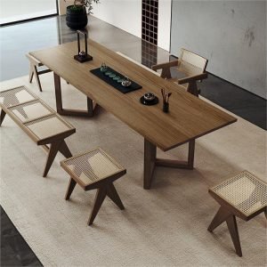 Chinese Solid Wood Wabi-sabi Tea Table Furniture With Water Storage