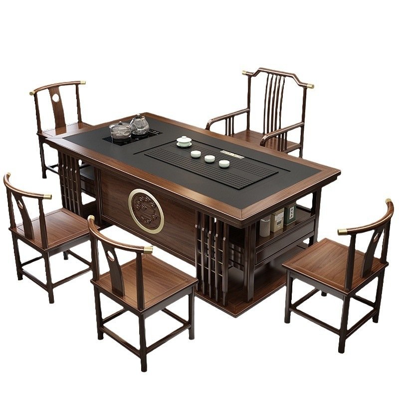 Antique Chinese Solid Wood Gongfu Tea Table Set With Water Drains Antique Chinese Solid Wood Gongfu Tea Table Set With Water Drains