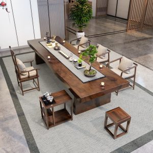 Modern Chinese Log Wood Simplified Gongfu Tea Table Furniture