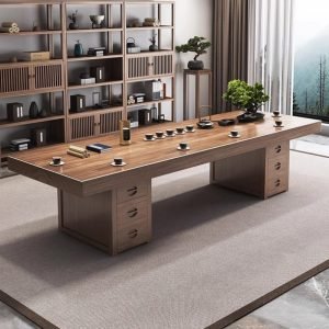 Modern Chinese Solid Sood Gongfu Tea Table Set With Chairs