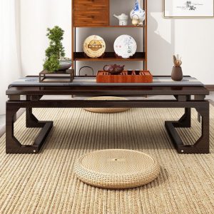 Traditional Round Japanese Low Floor Tea Table Set