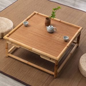 Traditional Japanese Style Bamboo Tatami Tea Table Set Furniture