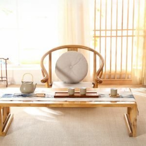 Old Elm Wooden Japanese Antique Tatami Tea Table With One Host Chair