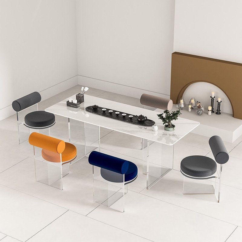 Modern Chinese Acrylic Rock Slab Floating Tea Service Table With Chairs Modern Chinese Acrylic Rock Slab Floating Tea Service Table With Chairs