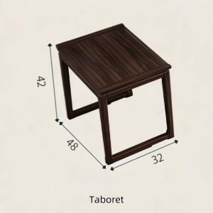 Anttique Small Chinese Ebony Wood Tea Ceremony Table Set With Water Drains