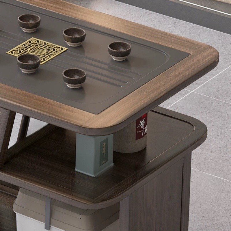 Movable Solid Wood Chinese Gongfu Tea Ceremony Table With Water Drains Movable Solid Wood Chinese Gongfu Tea Ceremony Table With Water Drains